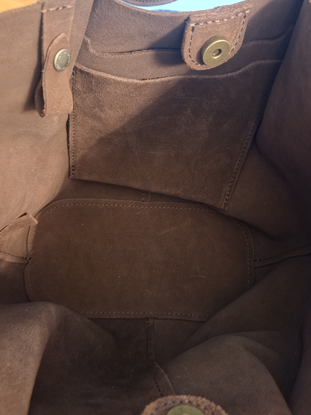 NWT Portland Leather Large Suede Devan Shoulder Bag In Stagecoach - Picture 3 of 6